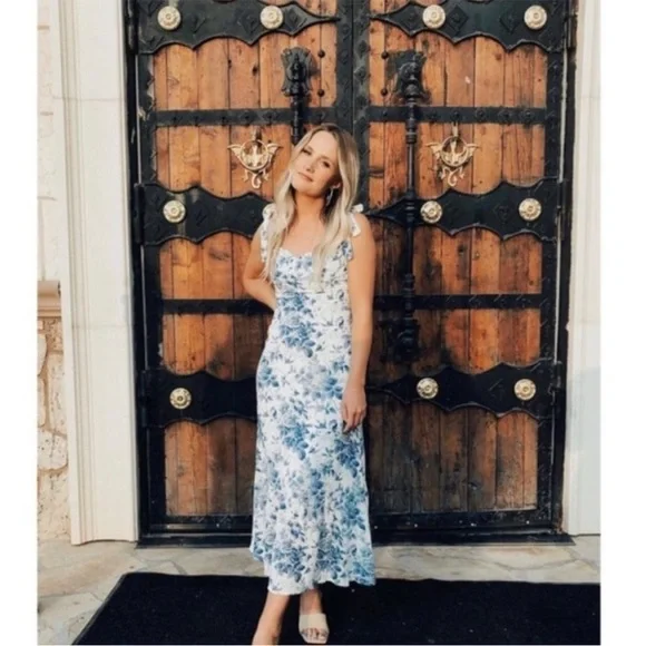 summer floral dresses midi Women's Bohemian Pink Floral Midi Dress + Eyelet Lace
